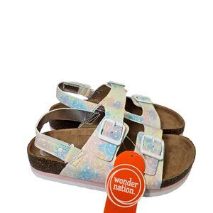 Girls Platform Comfort Cork Adjustable Sandals Size 4 & 5 Classic Dual Strap